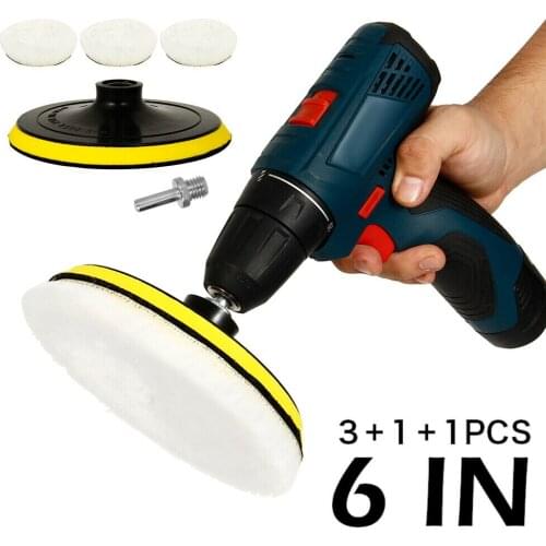 6inch Car Polishing Pads Kit Clean Sponge Thread Wheel Buffing Pads Auto Backer Pad Car Repair Care 5pcs Electric Drill Polisher