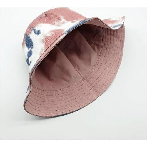 Women Reversible Bucket Hat Washed Cotton Twill Tie Dye Bucket Hat Girls Summer Spring Sun Protect Hat Tie Dyed Fisherman Hat