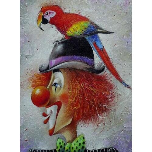 Full Square/Round 5D DIY Diamond Painting Clown Parrot Diamond 3D Embroidery Pattern Mosaic Rhinestones Art Stickers Decor DF482