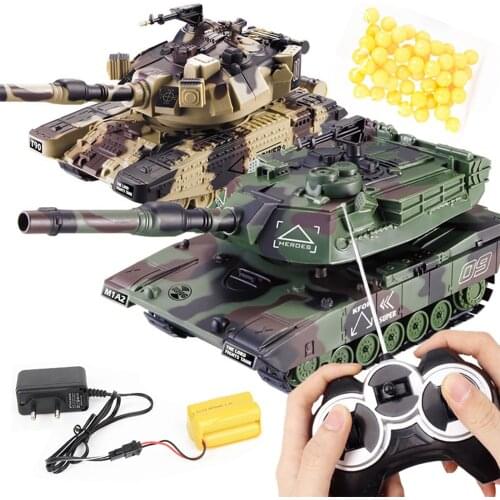 RC Battle Tank 1:32 Military War Heavy Large Interactive Remote Control Toy Car with Shoot Bullets Model Electronic Boy Toys BB