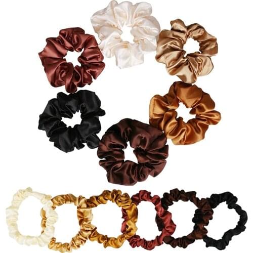 12PCS/Lot Satin Silk Scrunchies Women Elastic Rubber Hair Bands Girls Solid Ponytail Holder Hair Ties Rope Hair Accessories Set