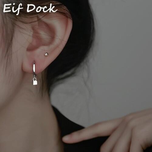 Eif Dock Trendy Unisex Smiley Earrings for Men Women Hip Hop Square Statement Ear Piercing Punk Jewelry Earrings
