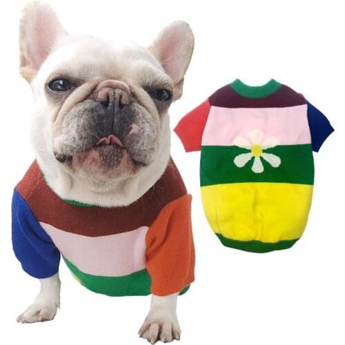 Stretch Dog Sweater Coat Autumn Winter Dog Clothes Poodle Bichon Schnauzer Pug French Bulldog Clothing Knit Apparel Pug Clothing