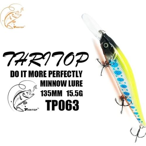 Thritop Fishing Minnow Lures Hard Bait 13.5cm 15.5g 3D Eyes 5 Colors TP063 Jerkbait Fishing Tackle Accessories