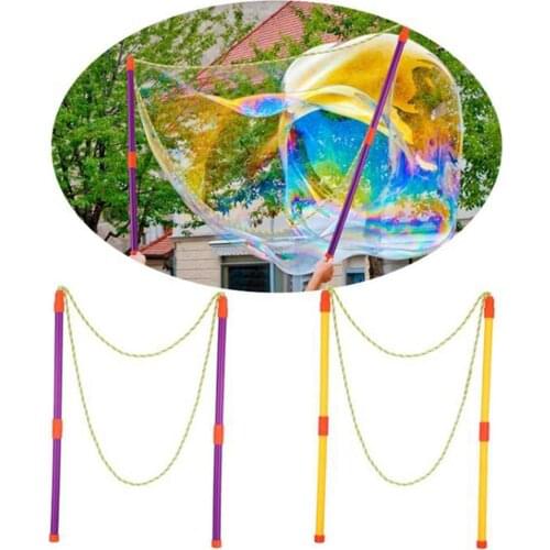 Outdoor Bubble Wand Toys Long Huge Bubbles Kids Toys Children Baby Rainbow World Bubble Foldable Swing Summer Toys