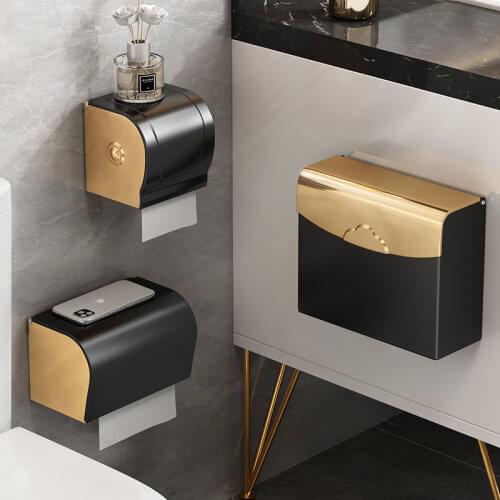 Punch-Free Thickened Alumimum Tissue Box Bathroom Toilet Paper Box Chart Drum Toilet Paper Holder Storage Rack Waterproof