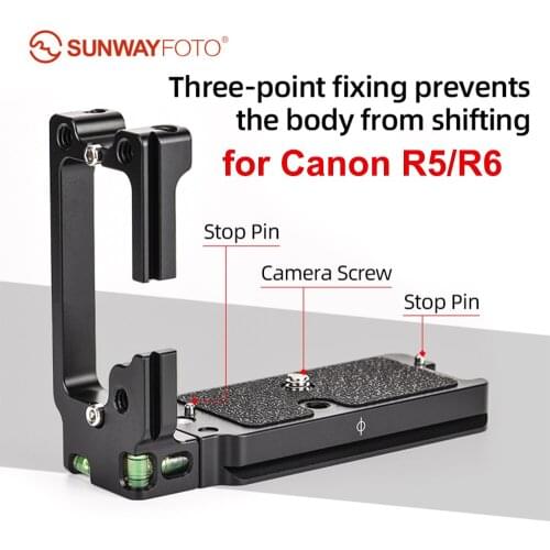 SUNWAYFOTO PCL-R5 L Bracket L Extendable Vertical Plate with Spirit level Quick Release Plate Holder for Canon EOS R5 R6 Camera