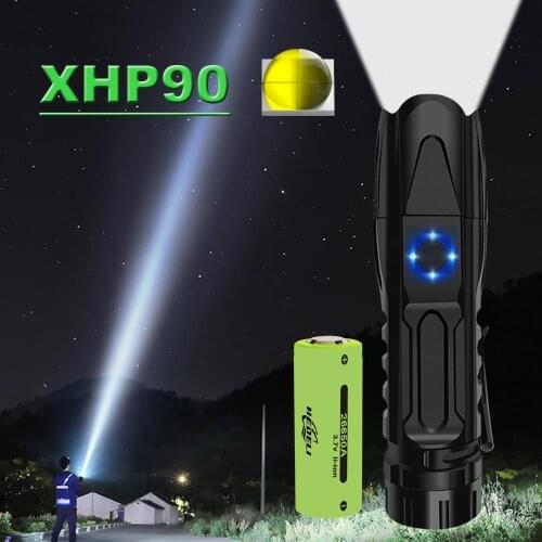 XHP90 most powerful led flashlight usb Zoom Tactical flash light led torch xhp50 18650 flashlight Rechargeable 26650 hand light