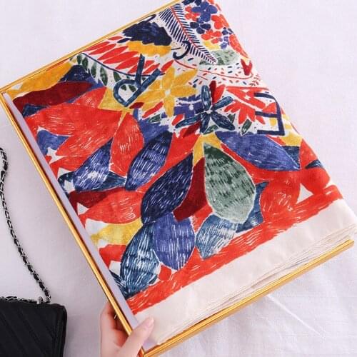 2020 New Europe and the United States foreign trade color geometric printing cotton hemp womens Silk Scarf sunscreen shawl