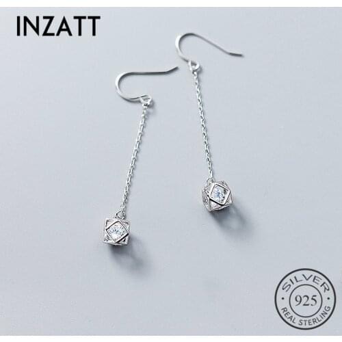 INZATT OL Geometric Geometric Polygon Zircon Drop Earrings Elegant 925 Sterling silver Chain Tassel For women best Accessories