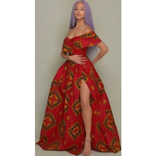 2021 Summer Female Elegant Temperament Sexy Retro Self Cultivation Personality Fashion Printed Slit Dress Tube Top Sexy