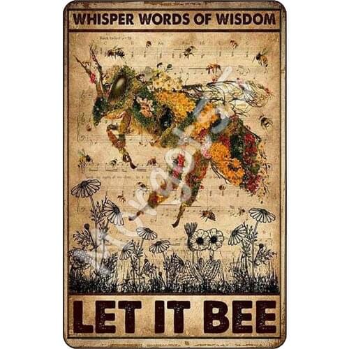 Tin Sign Bee Whisper Words of Wisdom Let It Be Glossy Art Gift Idea Decor Metal Signage Motivational Props Quotes Hangging Plate