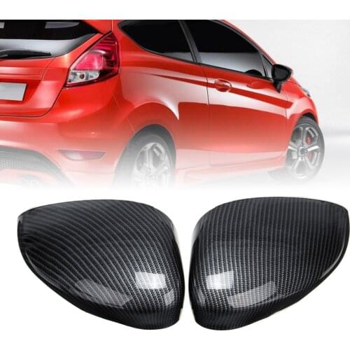 2pcs Carbon Fibre Color Car Wing Door Rearview Mirror Cover Left Right Moulding Fit For Ford Fiesta MK7 09-17 Accessories Parts