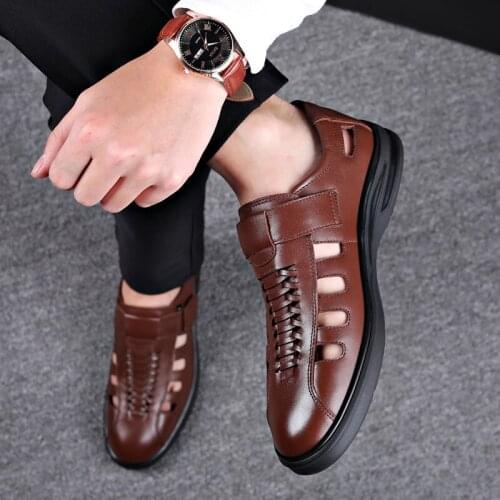 2021 Classic Men Sandals High Quality Genuine Leather Sandals Men Outdoor Casual Shoes Breathable Fisherman Shoes Plus Size 48