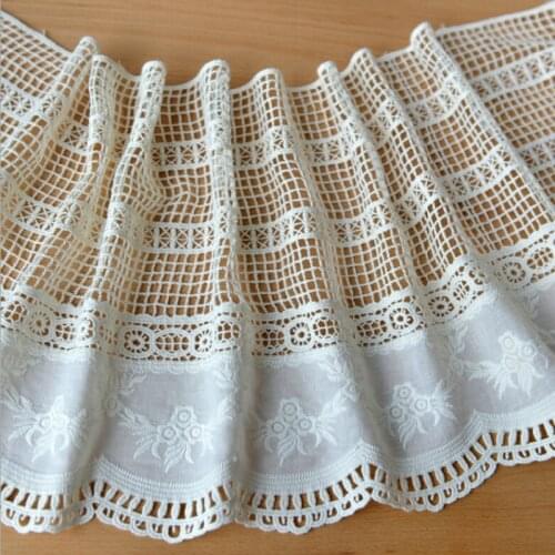 5yards 26cm width Fabric cotton lace trim flower embroidery lace fabric for DIY -QX