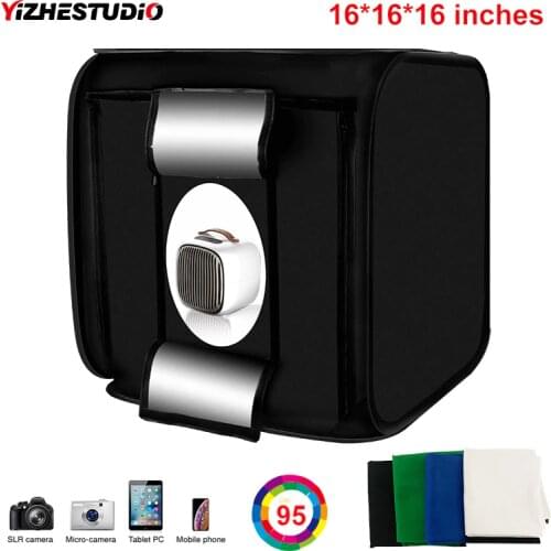 16x16x16 Inches Photo Studio Box, 144 LED Lights,Professional Shooting Light Tent with 4 Cotton Backgrounds for Photography