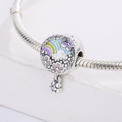 925 Sterling Silver Flower Color Stories Charm Bracelet Stretch Bead Bracelet Necklace DIY Jewelry Making For Pandora