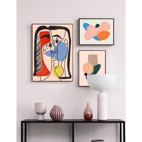 Modern Scandinavian Abstract Figure Love Canvas Painting Nordic Wall Art Pictures Gallery Poster Living Room Home Fashion Decor