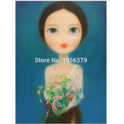 Elegant sexy perspective of Chinese traditional long hair girl handmade oil painting wholesale prices oil painting in canvas