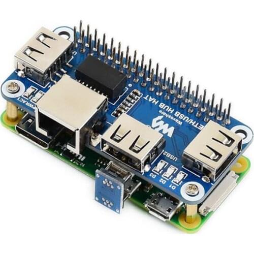 Ethernet / USB HUB HAT for Raspberry Pi, 1x RJ45, 3x USB