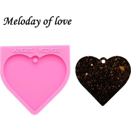 Shiny Love/heart shape molds for keychains DIY epoxy model resin keychain mold silicone rubber DY0136