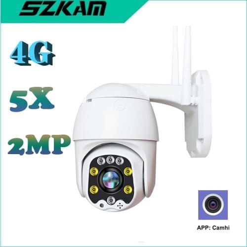 PTZ 4G SIM Card Camera 1080P 5X Zoom Auto Focus Fixed Lens Outdoor 8pcs Led IR 30m Two Way Audio CCTV Surveillance Camhiapp