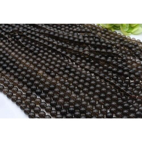 6-12mm Natural Smooth smoky quartz Round stone beads For DIY Bracelet Necklace Jewelry Making Strand 15"