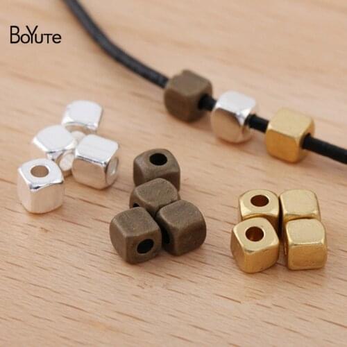 BoYuTe (500 Pieces/Lot) 3*3MM Square Beads Factory Direct Sale Diy Metal Brass Beads Jewelry Making Materials