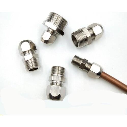1PCS brass Ferrule Tube Compression Fitting Connector 1/8" 1/4" 3/8" 1/2" BSP Male Thread 4 6 8 10 12 14 16mm OD Tube