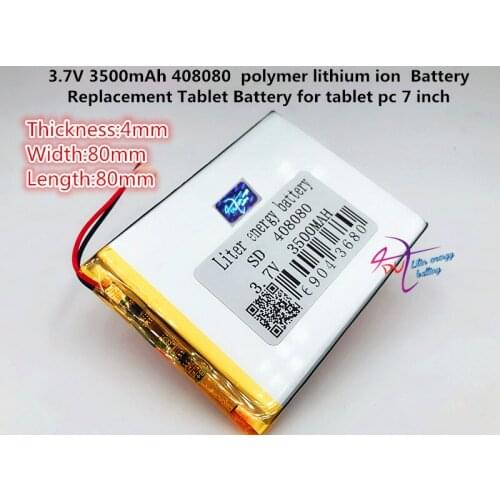 Best battery brand Size 408080 3.7V 3500mah Lithium polymer Battery with Protection Board For PDA Tablet PCs Digital Products
