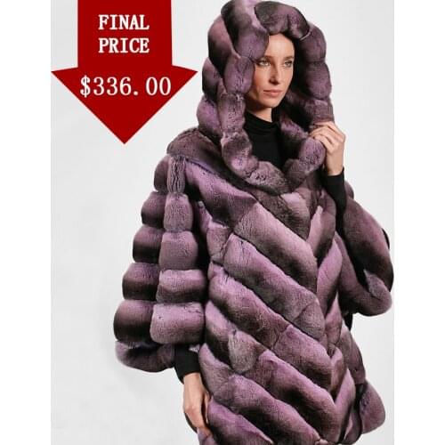 Hooded Fur Coat Winter Rex Rabbit Fur Jacket 2021 New Fashion Casual Warm Overcoat