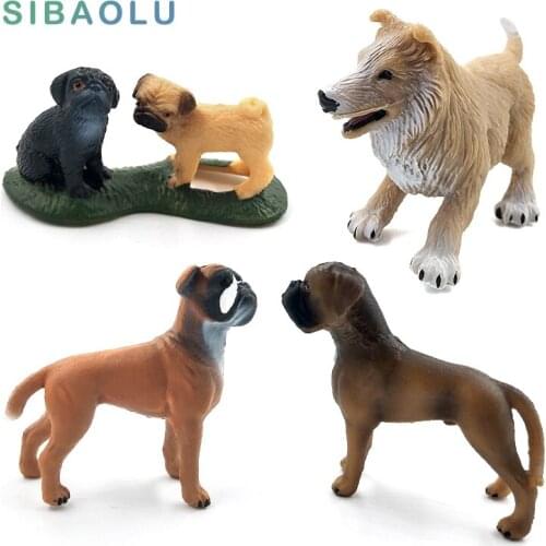 Simulation dog animals model figurine set toys statue miniature garden home decor decoration accessories Gift For Children Kids