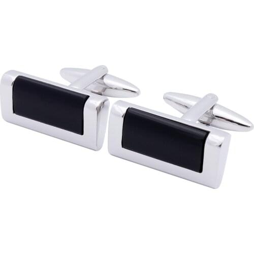 Trendy Square Base Copper Mens Fashion Shirts Accessories Jewelry Black White Pearl Cufflinks