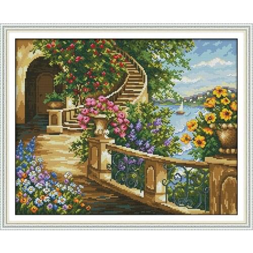 Beautiful flowers cross-stitch embroidery kit various plants flowers white cloth printing DMC 14CT 11CT handmade DIY embroidery