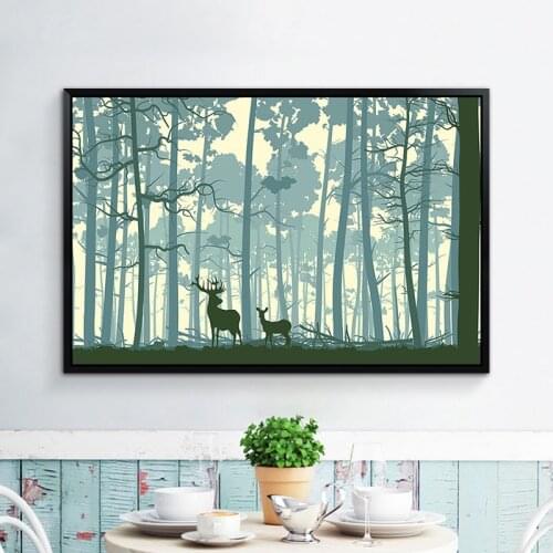 New Canvas Art HD Elk Sunset Lights fashion Deer Canvas Painting Decorations For Home Wall Art Prints Canvas