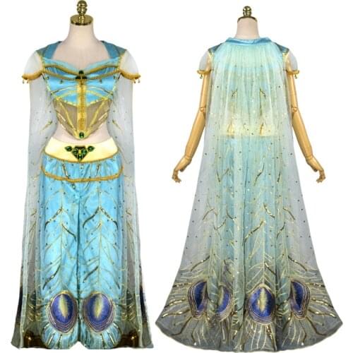New Movie Jasmine Princess Embroidery Cosplay Costume For Adult Kids Halloween Costume Custom Made