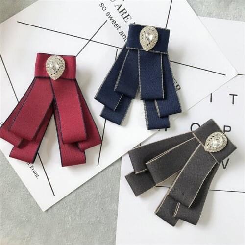 2020 Original Design Ribbon Bow Tie Cravat Men Women Wedding Suit Party Butterfly Alloy Rhinestone Crystal Uniform School Bowtie