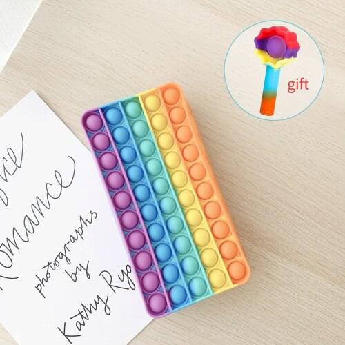 Pop Fidget Toy Pack Pencil Case Simple Press Silicone Decompression Bubble Stationery Multifunctional Storage Bag Gift Pen Cap