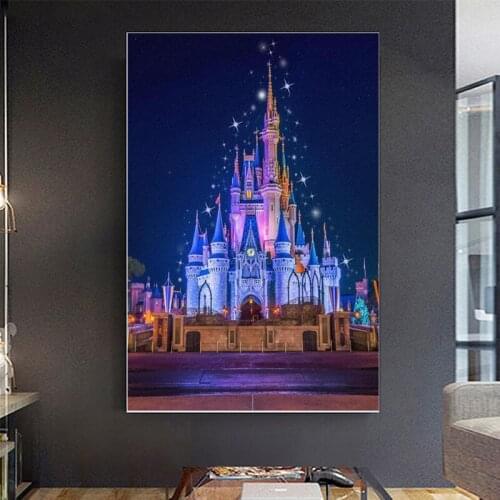 Cartoon Castle Disney Castle Artwork Canvas Painting Poster and Print Disney Castle Wall Art Picture For Living Room Home Decor