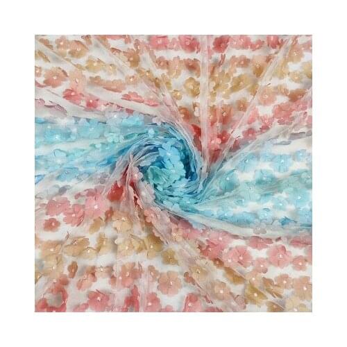 New Gradient rainbow plum blossom applique clothing childrens clothing dress water-soluble lace embroidery mesh fabricX002