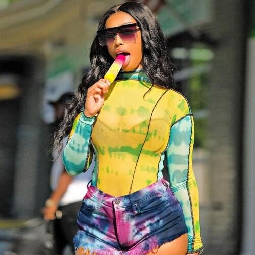 Gradient Tie Dye Print Casual Denim Shorts for Women Fashion High Waist Zipper Fly Beach Shorts Activewear Sporty Biker Bottom