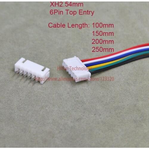 25sets XH2.54 JST 2.54mm Pitch Top Entry 6Pin Connector 100mm To 250mm with 1007 26AWG Electronic Wire Cable 6P Pin Header