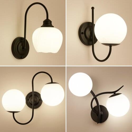 Modern Led Wall Light Fixture Glass Ball Bedside Loft Simple Wall Lamp Double Head Aisel Corridor Living Room Home Decoration