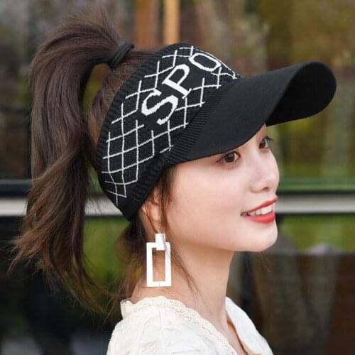 SPORT letter Empty Top Baseball Caps New Style Wide Large Brim Women Sports Visor Sun Hats For Men woman summer hat 2021