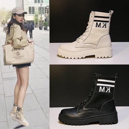 2020 womens boots Pu Leather Motorcycle Boot Fashion Botines Muje Women Ankle-Shoe Lace up Ladies Outdoor Shoe Botas De Mujer