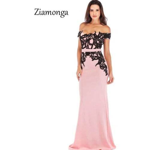 Ziamonga Sexy Strapless Long Maxi Dress Floor Length Trumpet Mermaid Lace Dress Elegant Evening Party Dresses Women Vestidos