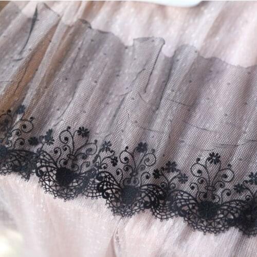 1 Meter Width 18cm Apparel Sewing Accessories DIY Black Mesh Lace Trim Embroidered Lace Fabric Ribbon Handmade Craft
