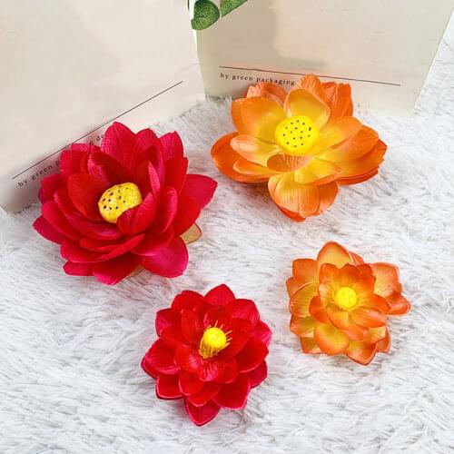 10/18cm Floating Lotus Artificial Flower Lifelike Water Lily Micro Landscape for Wedding Pond Garden Fake Plants Decor