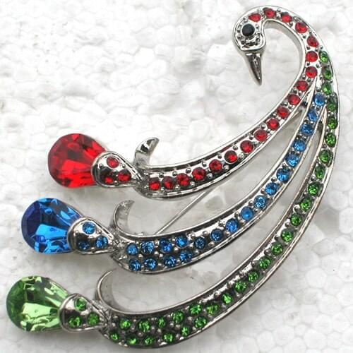 12pcs/lot Wholesale Fashion brooch Peafowl Rhinestone Pin brooches C102006