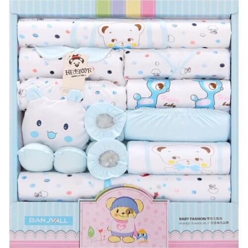 18pcs Newborn Baby Set Four Seasons Clothes 100% Cotton Infant Suit Boys Clothes Outfits Pants Baby Clothes Cap and Bib